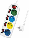 LogiLink 4-Outlet Power Strip 1.5m Colourfull