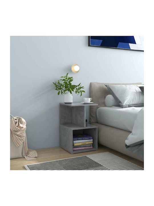 Wooden Bedside Table Gray Concrete 35x35x55cm