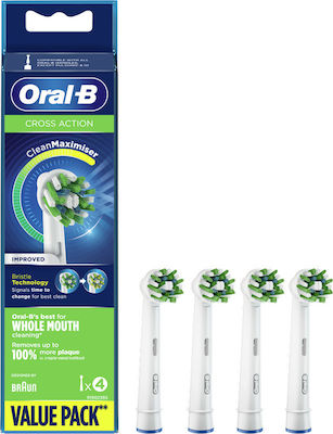 Oral-B Cross Action CleanMaximiser Elektrische Zahnbürstenköpfe für elektrische Zahnbürste Vorteilspackung 4Stück