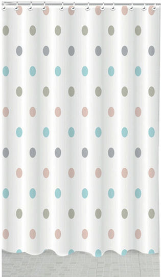Cyclops Dots Perdea de Baie Țesătură 180x200cm Alb