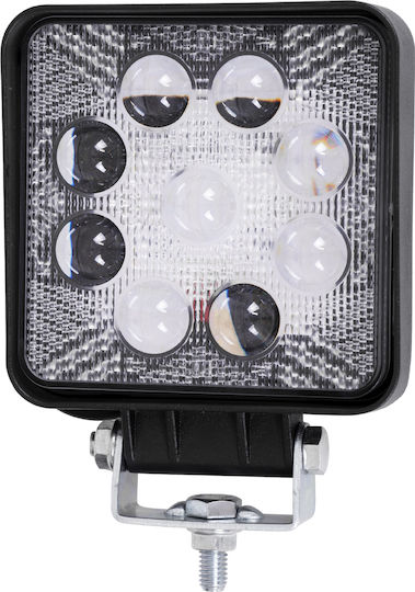 GloboStar PRO Series Квадратς Водоустойчив Фарове за кола LED Универсален 10 - 30V 27W 10.8см с Бял осветление 1бр