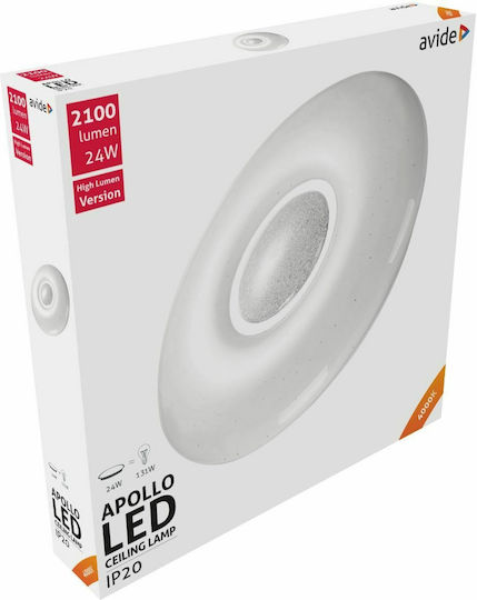 Avide ACLO38NW-24W-APO Πλαφονιέρα Οροφής 41εκ. Λευκή με Ενσωματωμένο LED