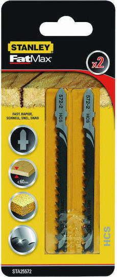 Stanley Fatmax Jig Saw Blade for Wood 100mm HCS 2pcs STA25572