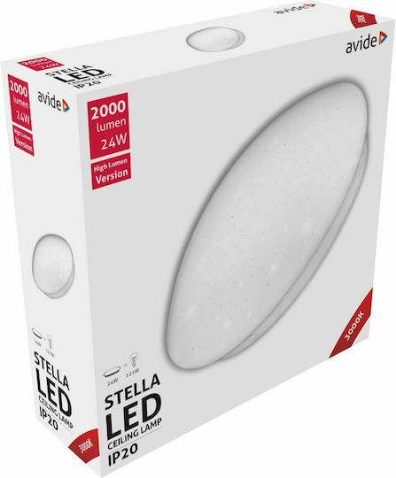 Avide ACLO38WW-24W-HL-ST Πλαφονιέρα Οροφής 38εκ. Λευκή με Ενσωματωμένο LED