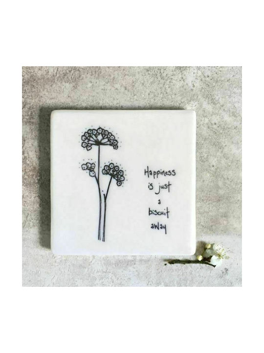 Synchronia Ceramic White Coaster Happiness Biscuit