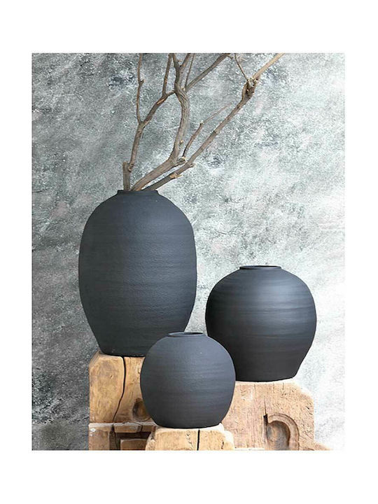 Zaros Vază Decorativă Ceramică Neagră Φ29.5xÎ28cm