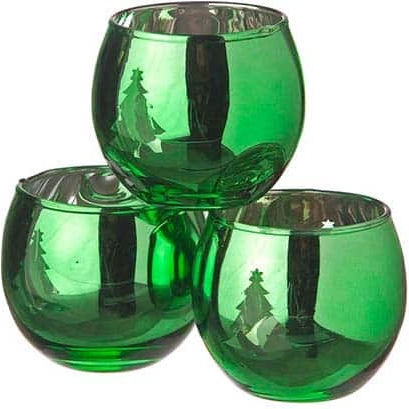 JK Home Decoration Crăciun Sticlos Suport pentru lumânare Verde 5cm. 6buc