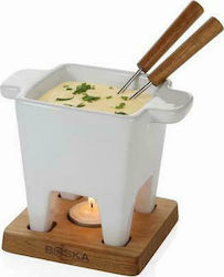 Boska Holland Fondue-Topf mit Teelicht aus Porzellan für 2 Personen Weiß 11x11x12cm