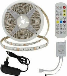 Optonica Bandă LED Alimentare 12V RGB Lungime 5m și 60 LED-uri pe Metru Set cu Telecomandă și Alimentare SMD5050