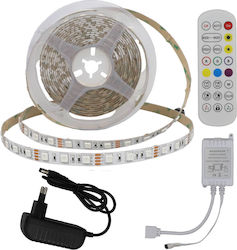 Optonica Ταινία LED Τροφοδοσίας 12V RGB Μήκους 5m και 60 LED ανά Μέτρο Σετ με Τηλεχειριστήριο και Τροφοδοτικό Τύπου SMD5050