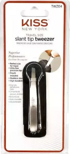 Kiss Eyebrow Tweezer with Slanted Nose Slant Tip Silver