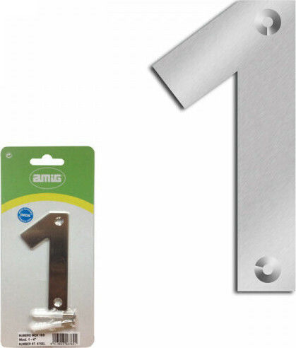 Amig Sign with Number in Silver Color Inox 10cm 27711
