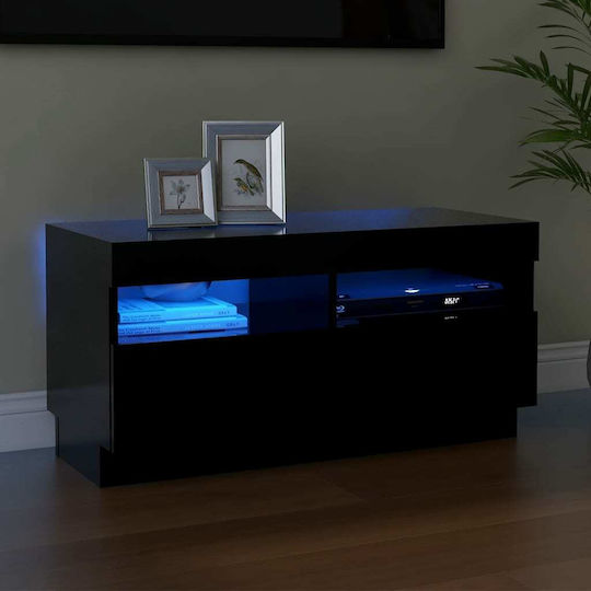 Έπιπλο Τηλεόρασης με Φωτισμό LED Μαύρο Μ80xΠ35xΥ40cm