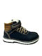 Leather Kids Boots with Velcro Navy Blue