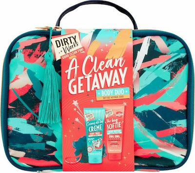 Dirty Works A Clean Getaway Skin Care Set for Moisturizing & Cleaning Body Cleaning with Bubble Bath , Body Cream & Sponge