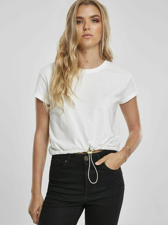 Women's Summer Crop Top Cotton Short Sleeve White