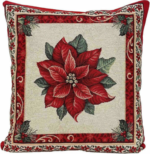 Linea Home Weihnachtsdekorativer Kissenbezug Quadratisch Rot Alexandriner 45x45cm