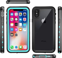 Redpepper Acoperire completă 360 Plastic rezistent la apă Black / Turquoise (iPhone XS Max)