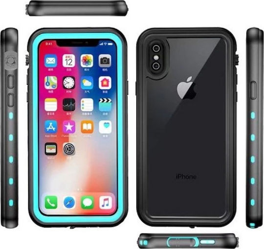 Redpepper 360 Full Cover Plastic Waterproof Black / Turquoise (iPhone XS Max)