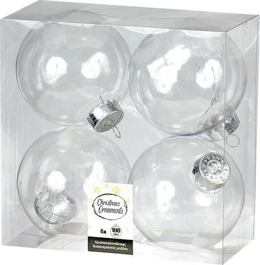 Hängendes Kugel Ornament Ornament Kunststoff Transparent 4cm Set 4Stück
