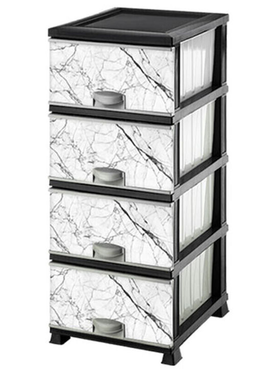 Viosarp Plastic Drawer Unit 4 Tiers White 45.5x37.5x90cm