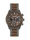 Jacques Lemans Eco Power Ανδρικό Ρολόι 44mm Χρονογράφος Μπαταρίας με Γκρι Ξύλινο Μπρασελέ