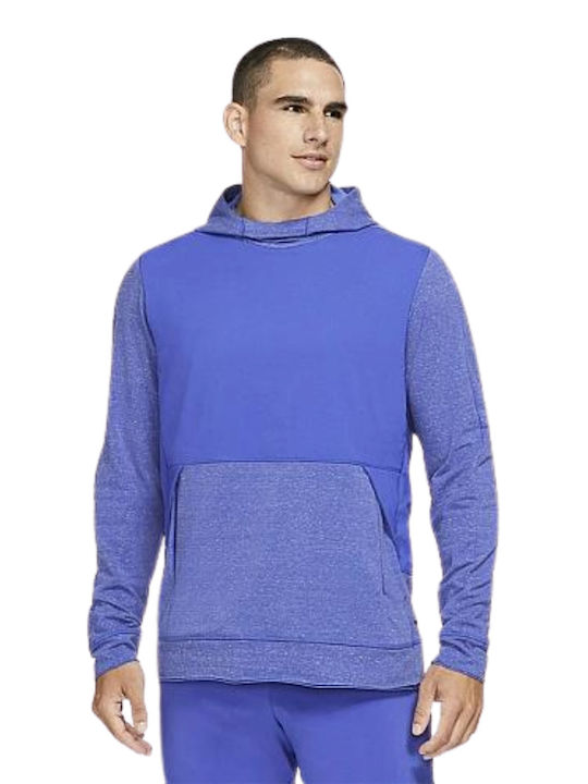 Nike Yoga Men's Sweatshirt Dri-Fit with Hood and Pockets Blue