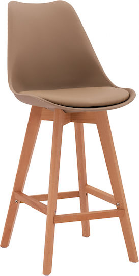 Stool Bar with Backrest made of Polypropylene Vegas Cappuccino 48x58x105cm