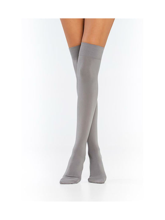 Inizio 3D Οpaque Γυναικείες Ψηλές Κάλτσες 100 Den Γκρι