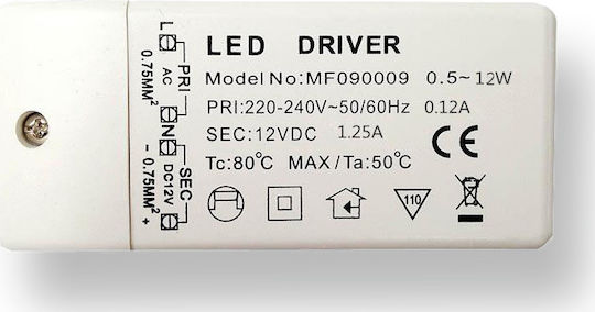 Lucas LED LED Power Supply IP20 Power 12W with Output Voltage 12V
