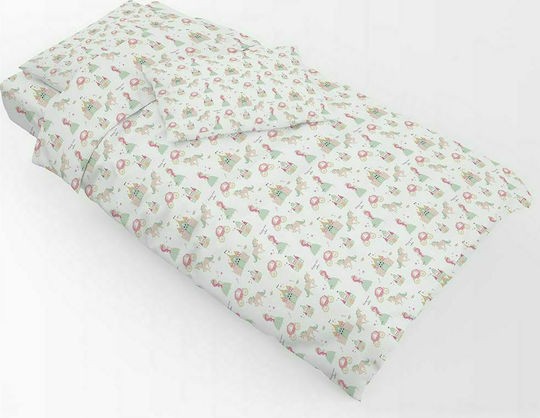 Astron Italy Princess Kinderbettbezug Einzel Baumwolle Pink Green 165x250cm