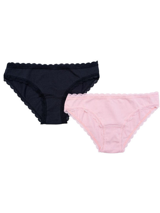 Cotonella Mini Slip 2 Pieces Black-Pink pentru femei