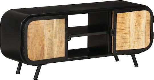 TV-Ständer Bodenstehend Mangoholz Schwarz 110x30x45cm