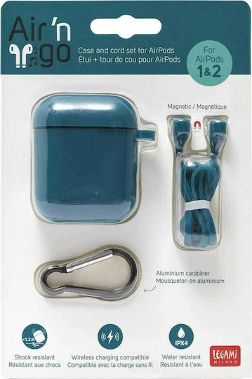 Legami Milano 'n Go Kit Задайте с кука Petrol Blue за Apple AirPods 1 / AirPods 2