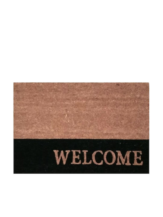 TnS Coconut Fiber with Non-Slip Underside Doormat Welcome Beige 40x60cm