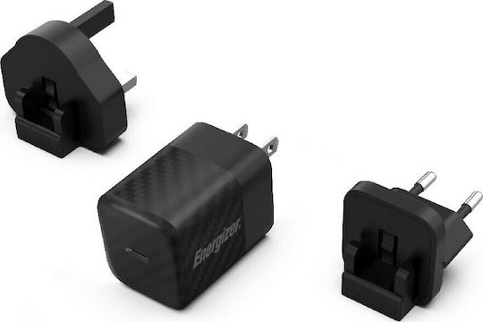 Energizer Φορτιστής Χωρίς Καλώδιο GaN με Θύρα USB-C 20W Power Delivery Μαύρος (A20MU)