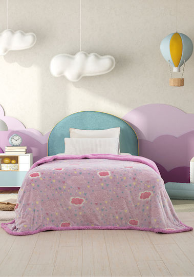Palamaiki Fleece Doodle Fluorescent Pink Blanket 160x220cm