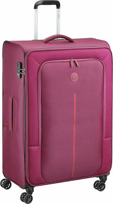 Delsey Caracas Large Travel Suitcase Fabric Purple with 4 Wheels Height 78cm