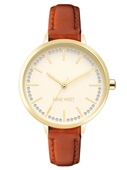 Nine West Ρολόι Μπαταρίας με Δερμάτινο Λουράκι