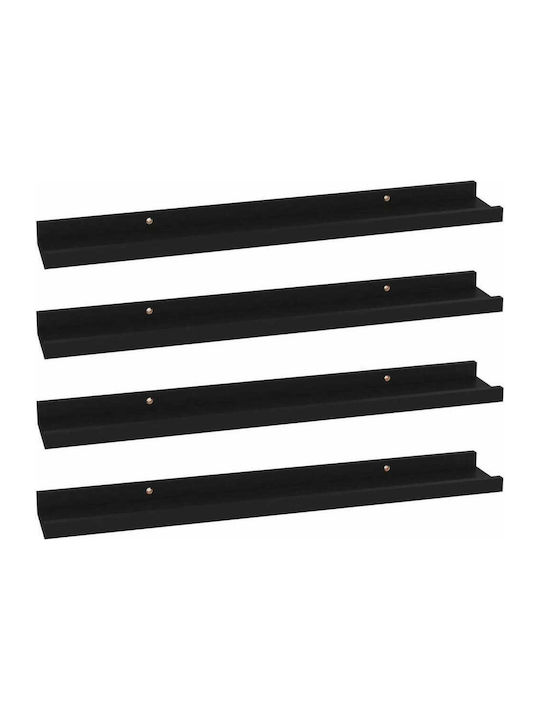 Shelves Wall 4pcs 60x9x3cm Black Velvet-Black Metal