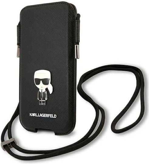 Karl Lagerfeld Saffiano Metal Logo L Beutel Schwarz KLHCP12LOPHKMK