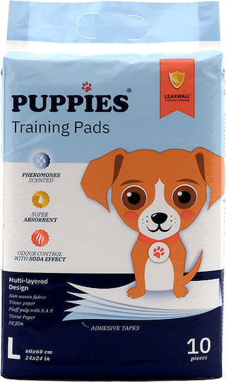 Puppies Επιδαπέδια Πάνα Σκύλου με Αυτοκόλλητο 60x60cm 10τμχ