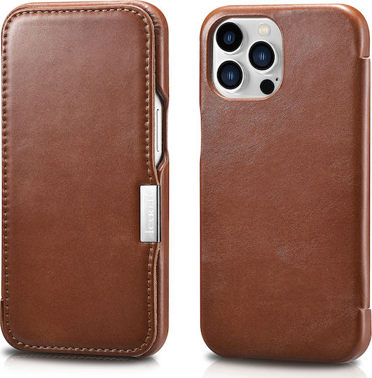 iCarer Metal Clip Vintage Book Δερμάτινο Καφέ (iPhone 13 Pro)