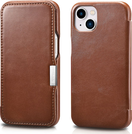 iCarer Metal Clip Vintage Book Δερμάτινο Καφέ (iPhone 13 mini)