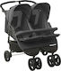 vidaXL Doppelter Kinderwagen Charcoal