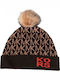 Pom Pom Beanie Beanie Knitted Chocolate