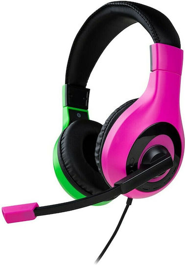 Bigben Interactive Stereo For Switch v1 Over Ear Gaming Headset με σύνδεση 3.5mm Πράσινο/Ροζ