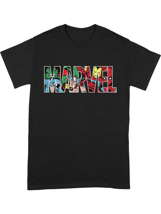 PCMerch Marvel Logo Character Infill T-shirt σε Μαύρο χρώμα