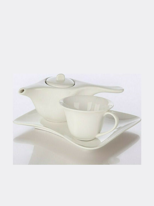 Madras Tea Set with Cup Porcelain White 250ml 3pcs