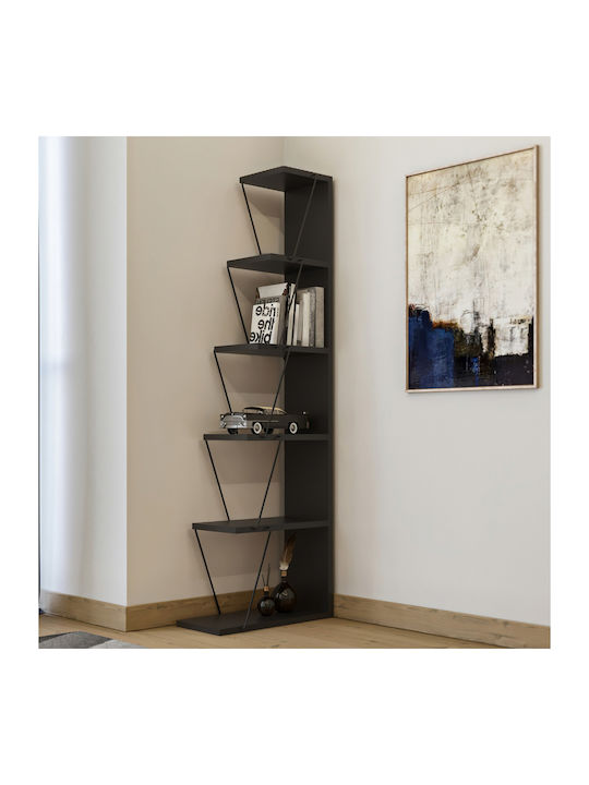Bibliotecă Tars Antracit / Negru 50x22x150 cm